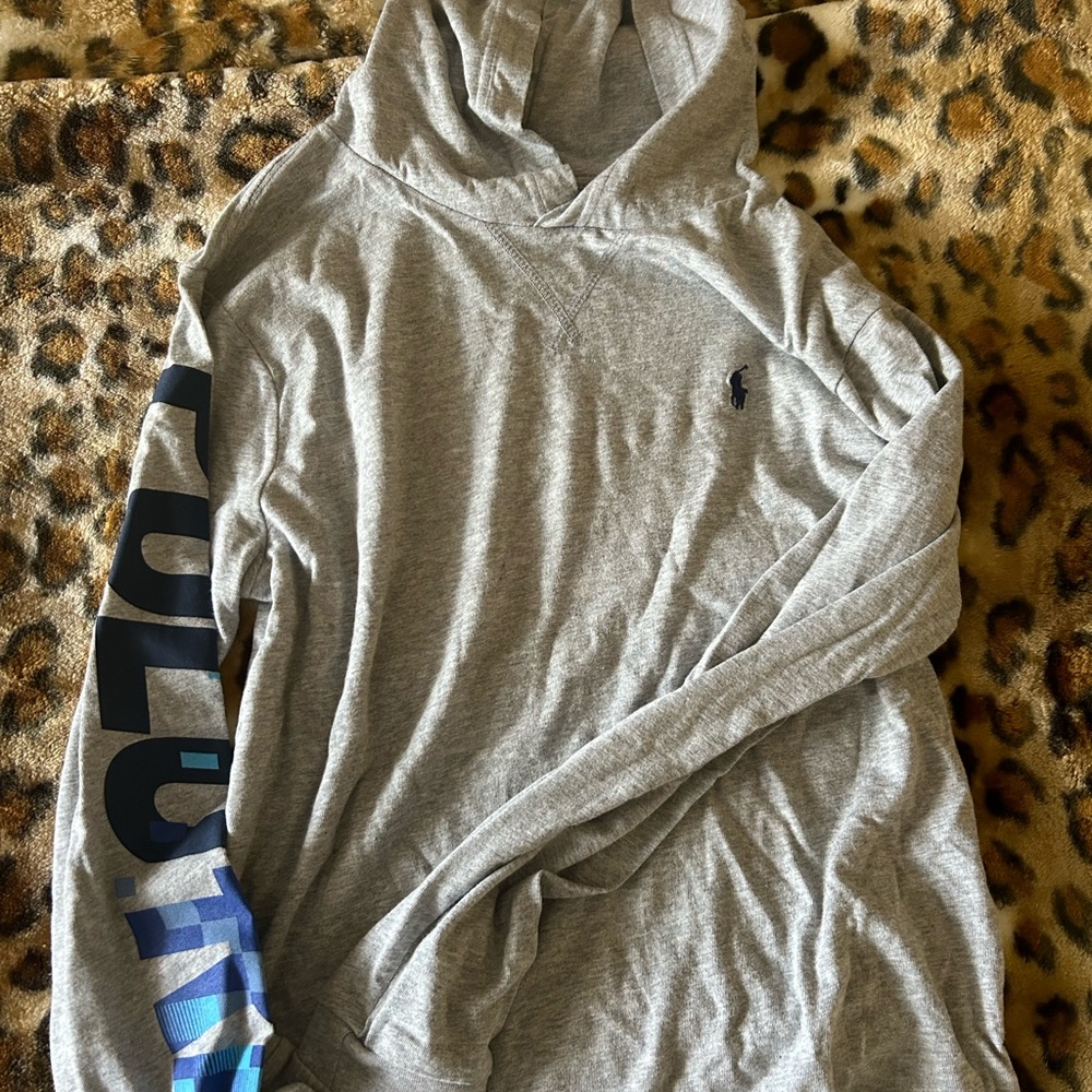 Polo by Ralph Lauren Gray Hoodie with Blue Lettering